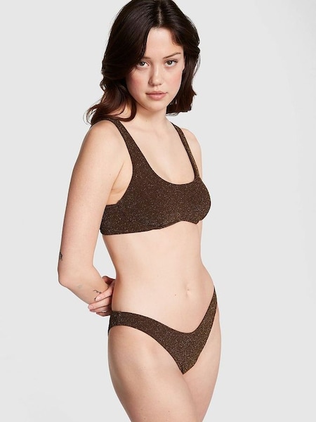 Ganache Brown Shimmer Brazilian Bikini Bottom (K71928) | £30