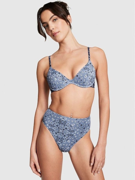 Midnight Navy Blue Bandana Push Up Bikini Top (K71930) | £26