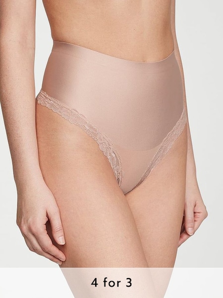 Macaron Nude Lace Trim Thong Shaping Knickers (K71938) | £20