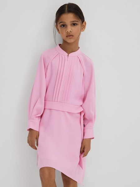 Junior Zip Front Asymmetric Dress in Pink (K72439) | £70