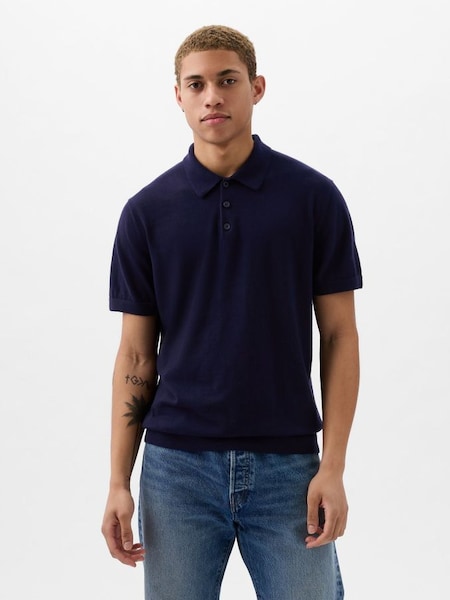 Blue CashSoft Short Sleeve Polo Shirt (K73486) | £35
