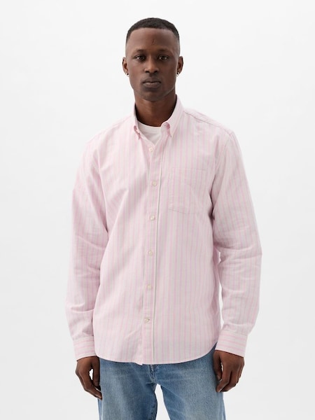 Pink Classic Regular Fit Long Sleeve Oxford Shirt (K73509) | £35