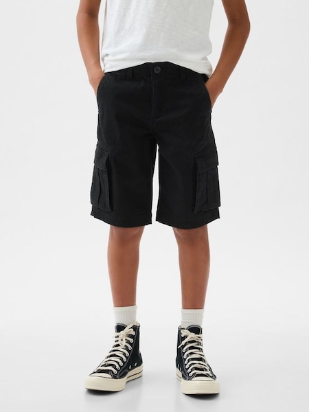 Black Cotton Twill Cargo Shorts (6-13yrs) (K73649) | £25