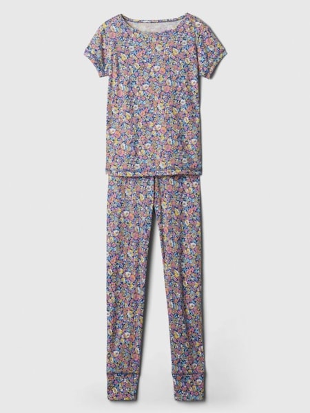 Navy Blue Organic Cotton Floral Pyjama Set (4-13yrs) (K73811) | £20