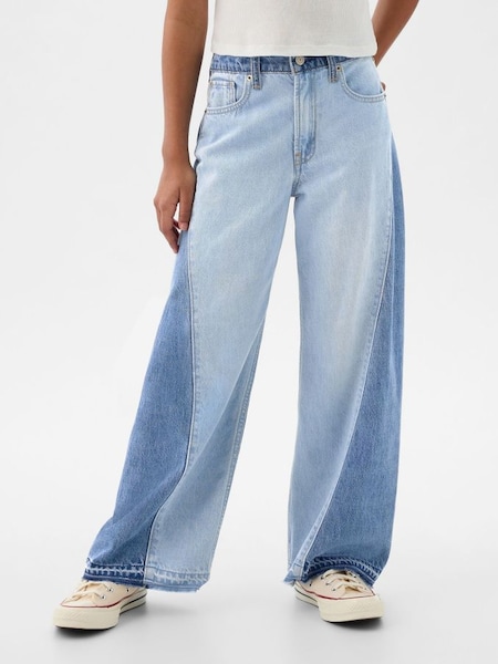 Blue Wide Leg Two Tone Washwell Jeans (6-13yrs) (K73821) | £30