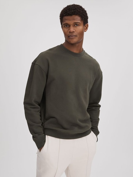 Cotton Crew Neck Sweatshirt in Khaki (K74341) | £78