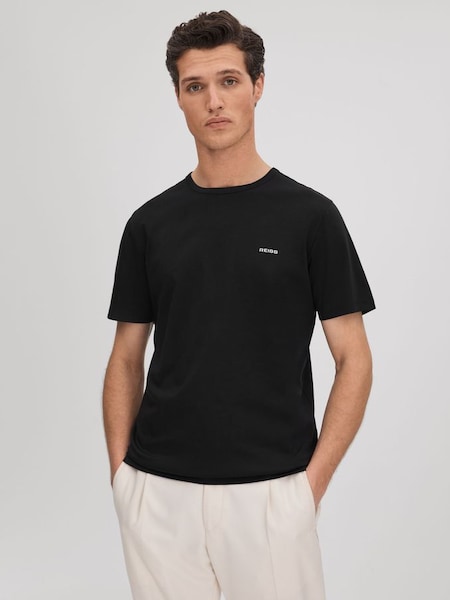 Slim Fit Cotton Crew T-Shirt in Black (K74350) | £48