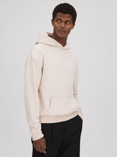 Casual Fit Cotton Hoodie in Off White (K74355) | £98