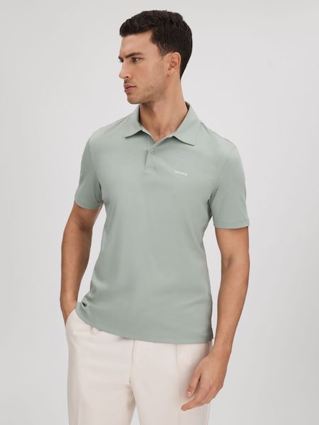 Slim Fit Cotton Polo Shirt in Sage (K74366) | £68