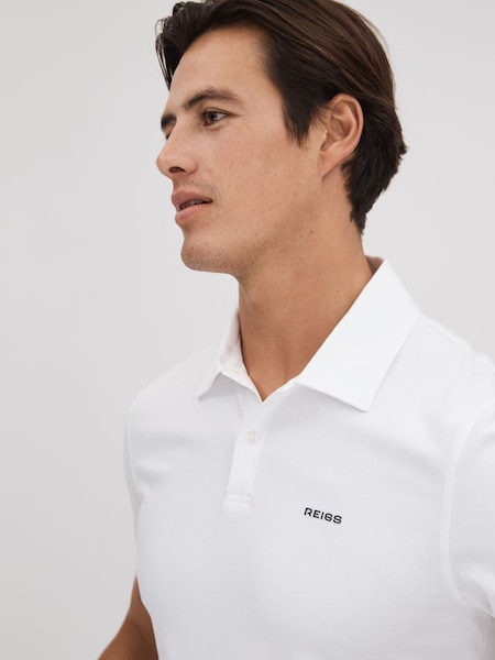 Slim Fit Cotton Polo Shirt in White (K74367) | £68