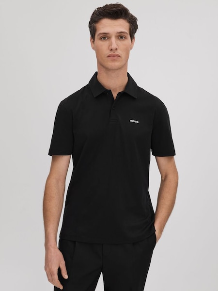 Slim Fit Cotton Polo Shirt in Black (K74390) | £68