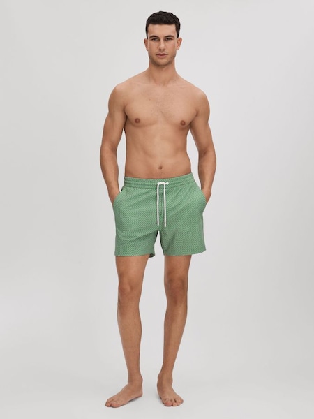 Printed Drawstring Swim Shorts in Bright Green/White (K74403) | £68