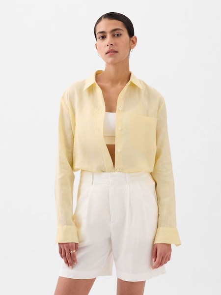 Yellow Linen Long Sleeve Oversized Shirt (K74990) | £50