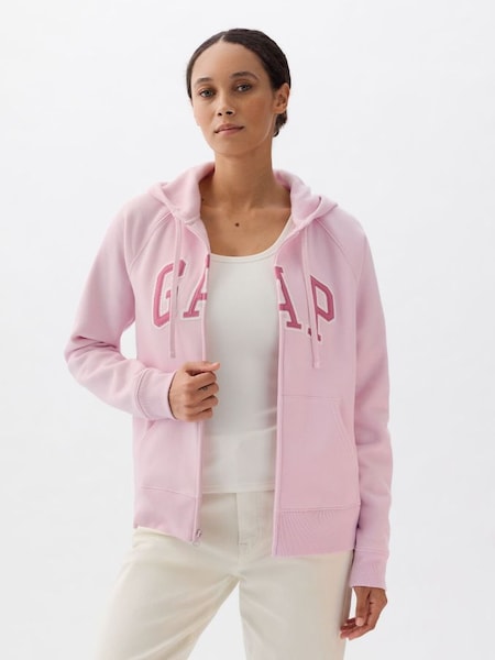 Pink Logo Zip Up Hoodie (K75009) | £35