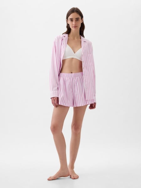 Pink Stripe Poplin Pyjama Shorts (K75036) | £25