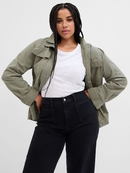 Green Ruched Waist Utility Jacket (K75044) | £50