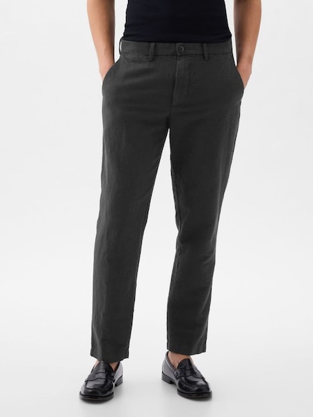 Black Linen Blend Slim Fit Trousers (K75242) | £50