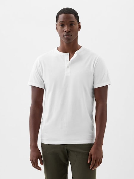 White Everyday Soft Henley Short Sleeve T-Shirt (K75248) | £14