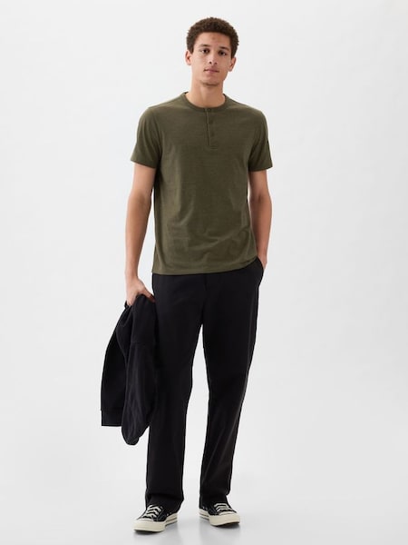 Green Everyday Soft Henley Short Sleeve T-Shirt (K75256) | £14
