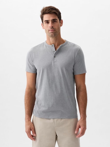 Grey Everyday Soft Henley Short Sleeve T-Shirt (K75258) | £14