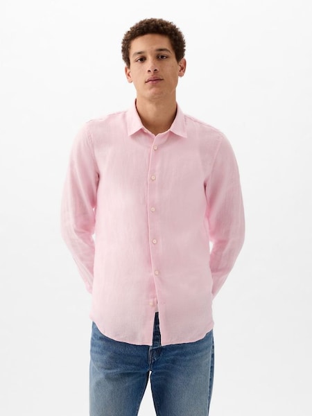 Pink Long Sleeve Linen Shirt (K75266) | £50