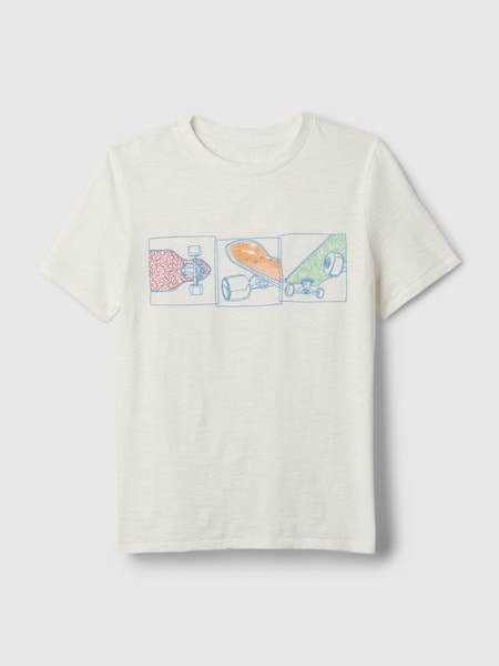 White Cotton Graphic Short Sleeve Crew Neck T-Shirt (4-13yrs) (K75337) | £14