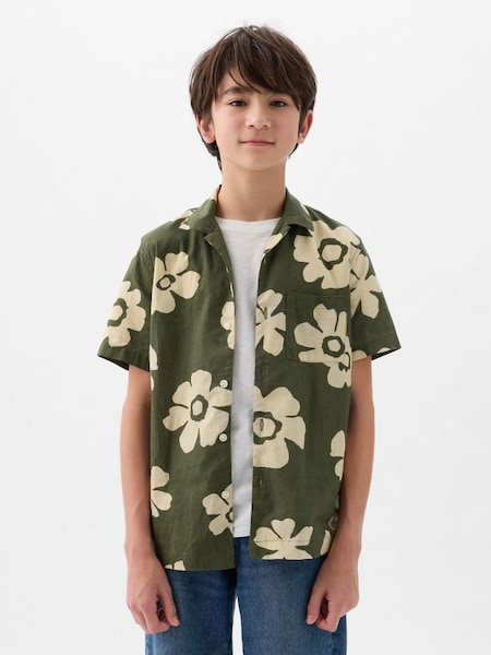 Green Print Cotton Short Sleeve Shirt (4-13yrs) (K75341) | £18