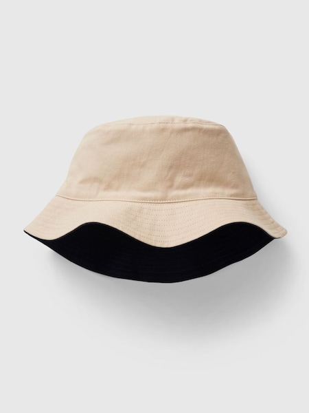 Beige Reversible Organic Cotton Bucket Hat (K75372) | £15