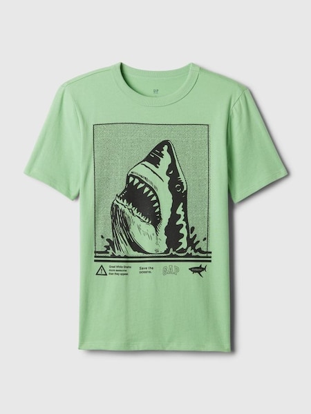 Green Shark Graphic Short Sleeve Crew Neck T-Shirt (4-13yrs) (K75376) | £10