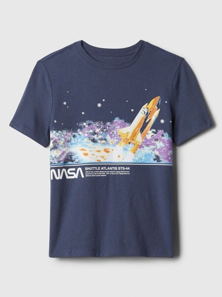 Blue NASA Rocket Graphic Short Sleeve Crew Neck T-Shirt (4-13yrs) (K75403) | £14