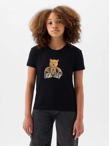 Black Organic Cotton Brannan Bear Logo Short Sleeve T-Shirt (4-13yrs) (K75413) | £12