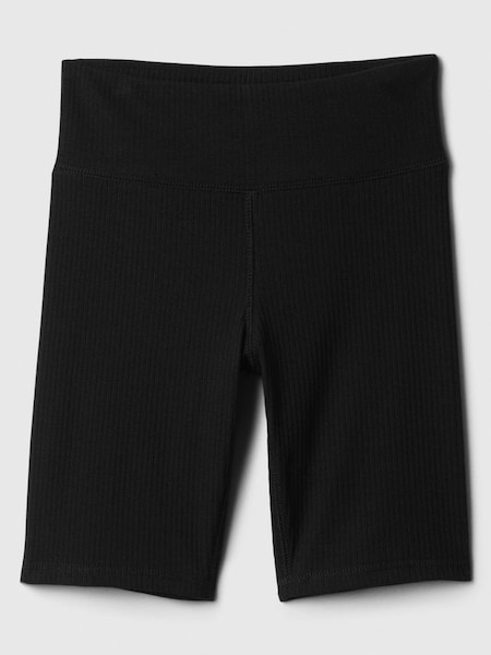 Black Ribbed Knit Pull On Bike Shorts (4-13yrs) (K75423) | £12