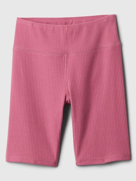 Pink Ribbed Knit Pull On Bike Shorts (4-13yrs) (K75443) | £12
