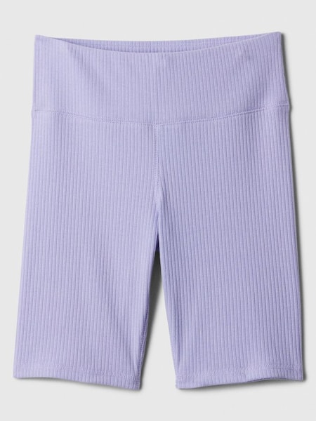 Purple Ribbed Knit Pull On Bike Shorts (4-13yrs) (K75452) | £12