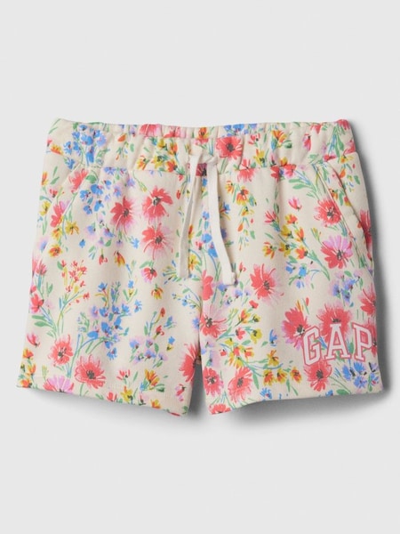 Cream Floral Print Pull On Logo Jogger Shorts (4-13yrs) (K75458) | £12