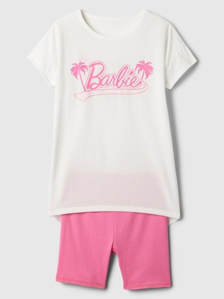 White and Pink Barbie Short Pyjama Set (4-13yrs) (K75477) | £25