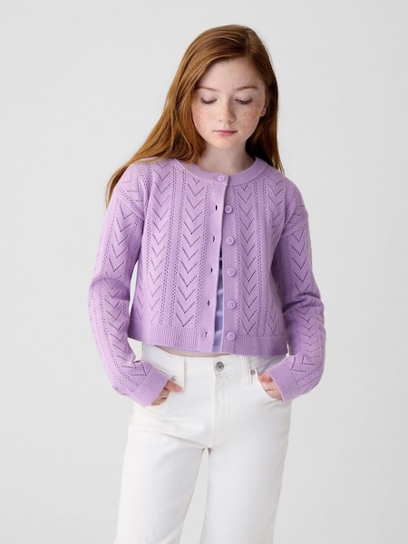 Purple Soft Pointelle Cardigan (4-13yrs) (K75488) | £25