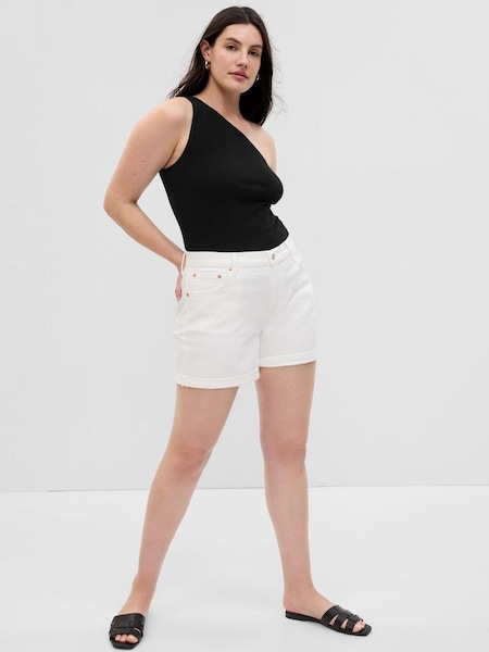 White Denim Mid Rise Girlfriend Shorts (K75581) | £35