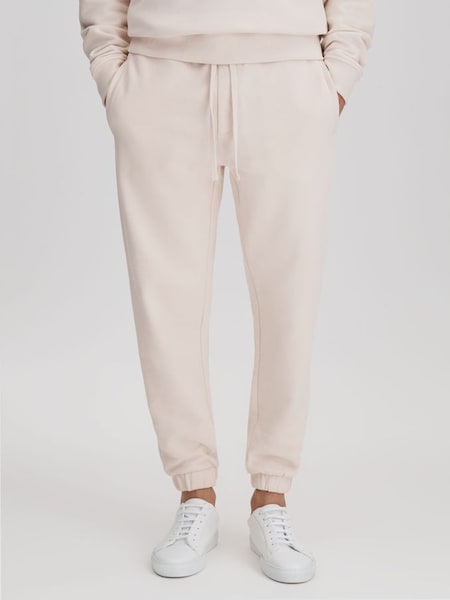 Fleece Lined Cotton Joggers in Off White (K77589) | £88