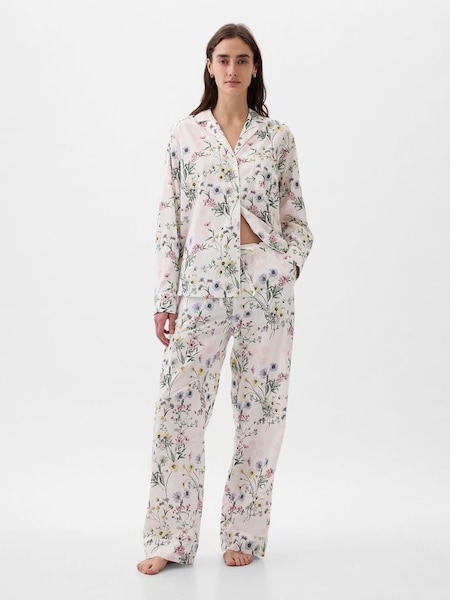 White Floral Poplin Pyjama Trousers (K78161) | £30