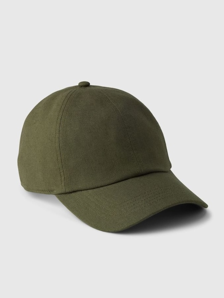 Green Linen Cotton Blend Baseball Hat (K78213) | £20