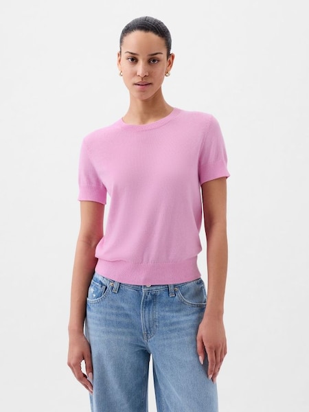 Pink Lightweight CashSoft Short Sleeve Jumper (K78238) | £25