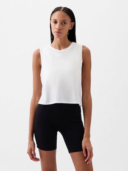 White Crew Neck Breathe Cropped Muscle T-Shirt (K78244) | £15