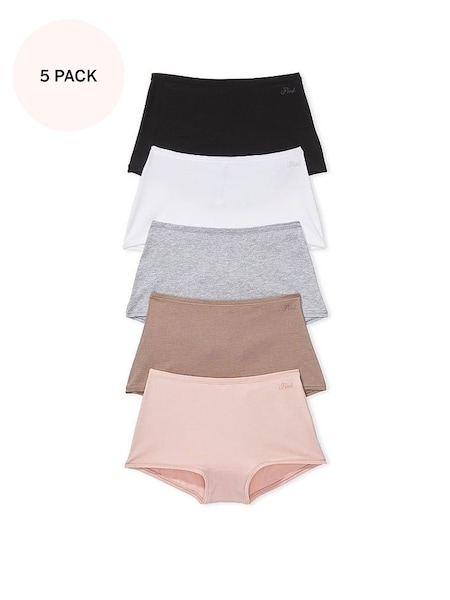 Black/Grey/White/Brown/Pink Short Cotton Multipack Knickers (K79740) | £25