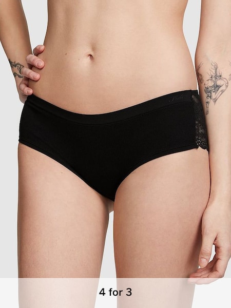 Pure Black Hipster Lace Back Knickers (K79744) | £9