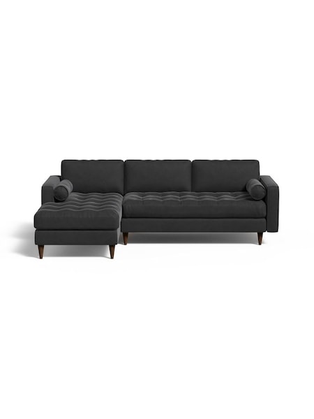 Scott Left Hand Facing Corner Sofa in Matt Velvet Charcoal Grey (K80066) | £1,775