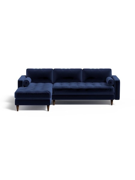 Scott Left Hand Facing Corner Sofa in Matt Velvet Navy Blue (K80086) | £1,775