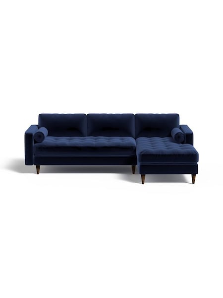 Scott Right Hand Facing Corner Sofa in Matt Velvet Navy Blue (K80087) | £1,775