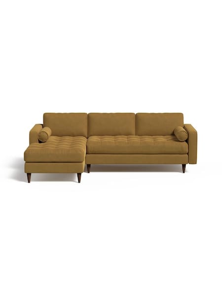 Scott Left Hand Facing Corner Sofa in Matt Velvet Ochre Yellow (K80089) | £1,775