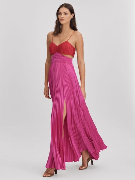 Amur Pleated Cut-Out Maxi Dress in Magenta (K80104) | £648